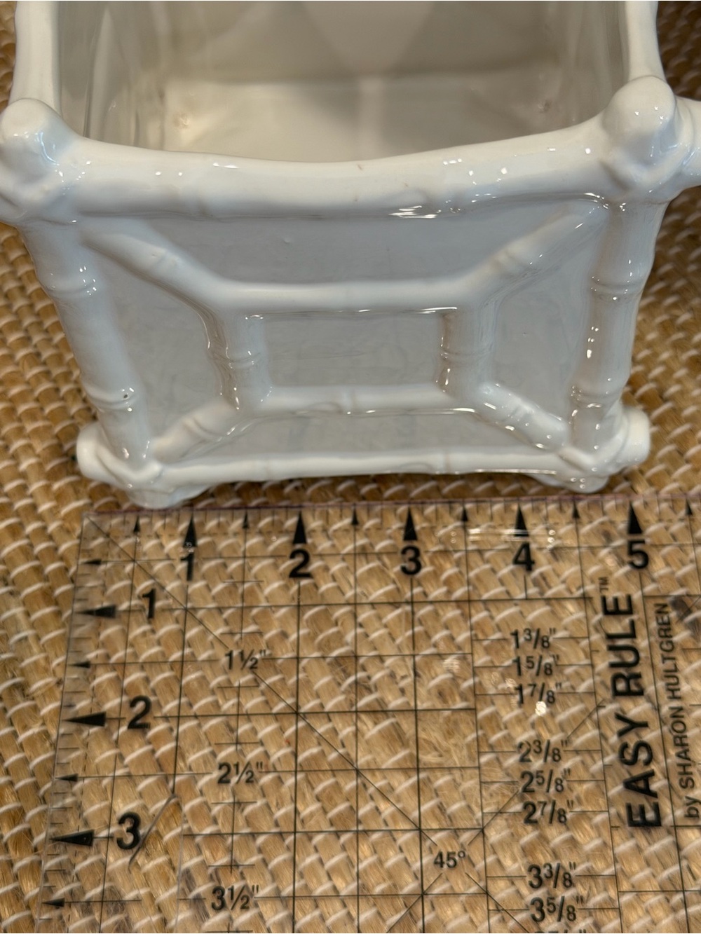 White Ceramic Chinoiserie Bamboo Planter - Picture 6 of 6